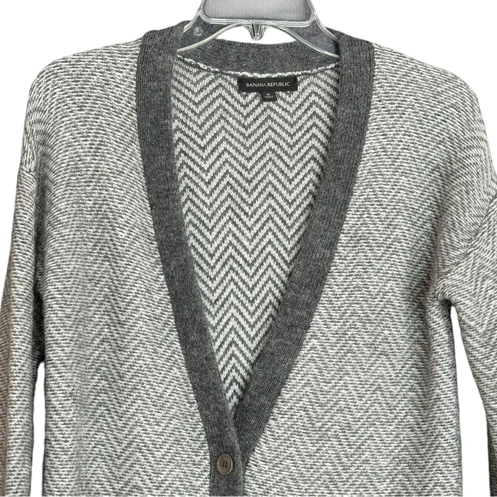 Banana Republic Mohair Wool Blend Gray Longline Cardigan Size S